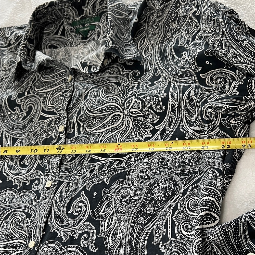Ralph Lauren Black and White Paisley Button Down Shirt Sz XL - Picture 7 of 9